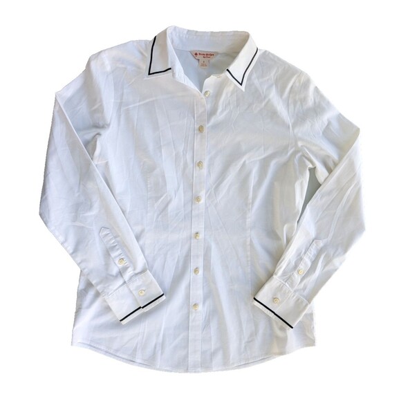 Brooks Brothers Tops - Brooks Brothers Red Fleece 100077324 Stretch Cotton Contrast Trim Shirt White 8